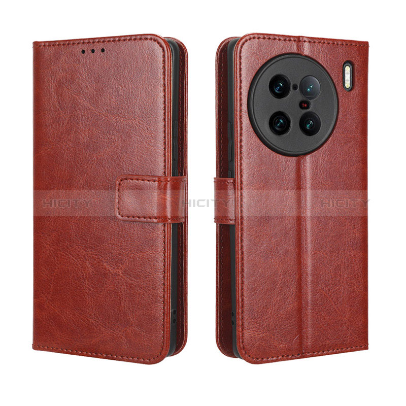 Coque Portefeuille Livre Cuir Etui Clapet BY5 pour Vivo X90 Pro+ Plus 5G Marron Plus