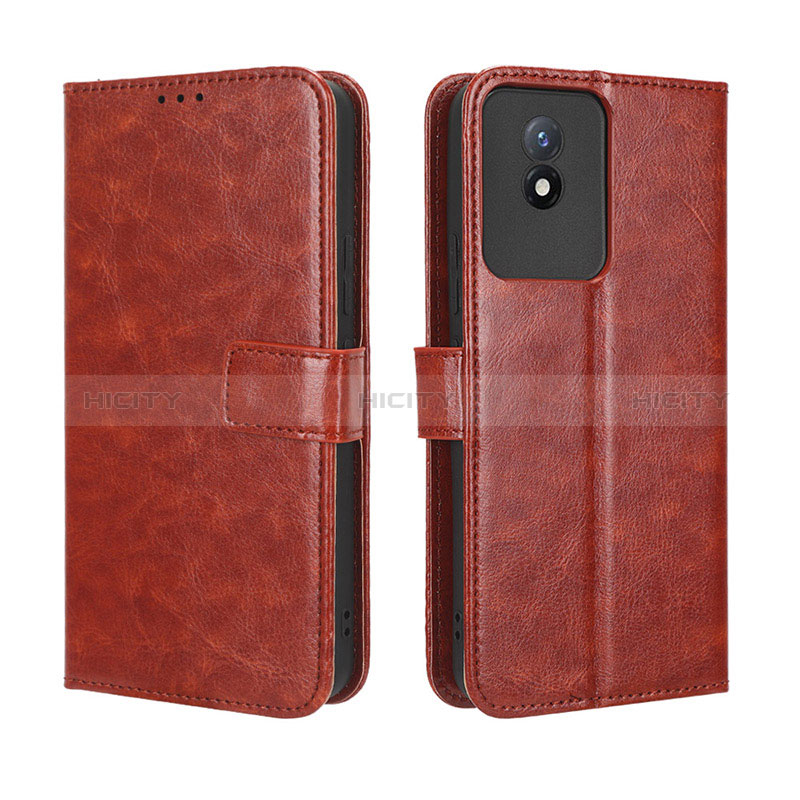 Coque Portefeuille Livre Cuir Etui Clapet BY5 pour Vivo Y11 (2023) Marron Plus