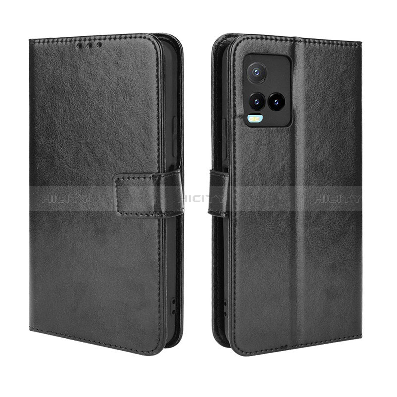 Coque Portefeuille Livre Cuir Etui Clapet BY5 pour Vivo Y21 Noir Plus