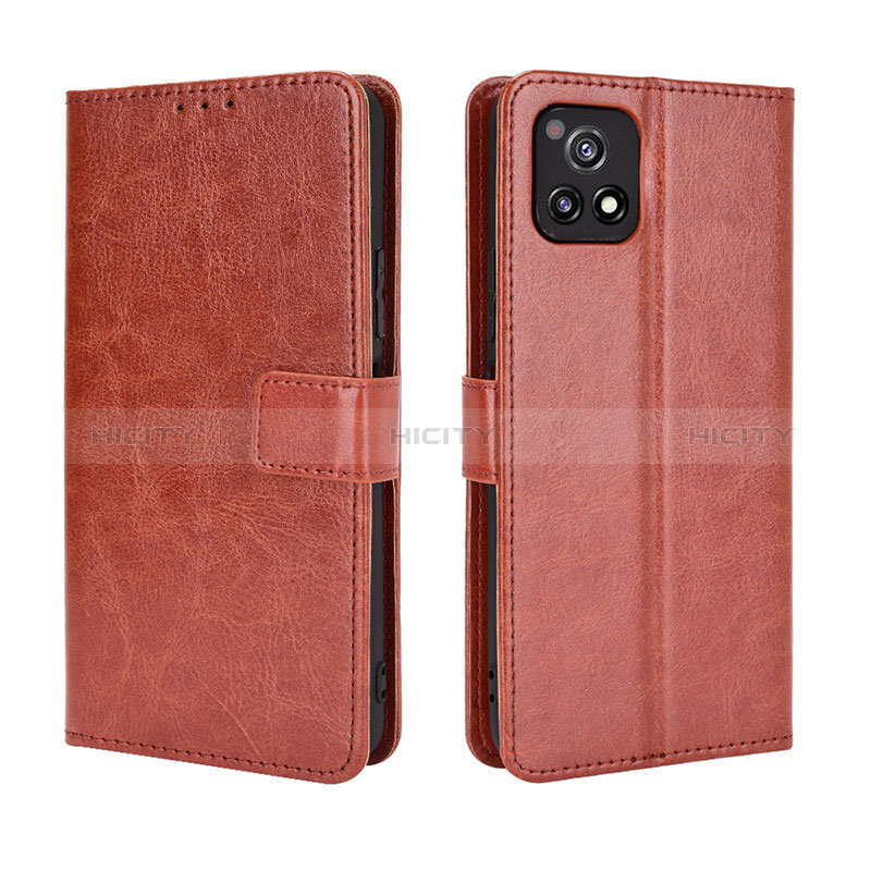 Coque Portefeuille Livre Cuir Etui Clapet BY5 pour Vivo Y31s 5G Marron Plus