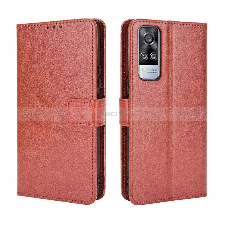 Coque Portefeuille Livre Cuir Etui Clapet BY5 pour Vivo Y51 (2021) Marron Plus