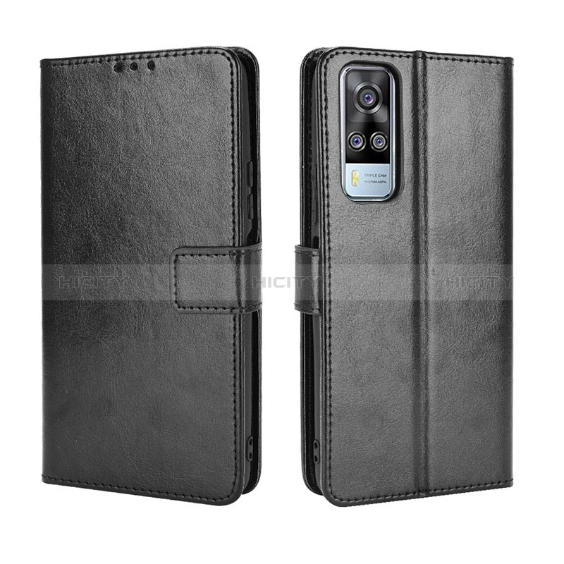 Coque Portefeuille Livre Cuir Etui Clapet BY5 pour Vivo Y51 (2021) Noir Plus