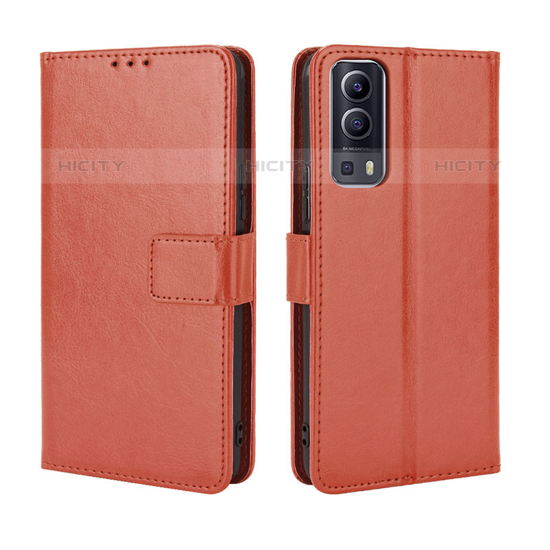 Coque Portefeuille Livre Cuir Etui Clapet BY5 pour Vivo Y52 5G Marron Plus