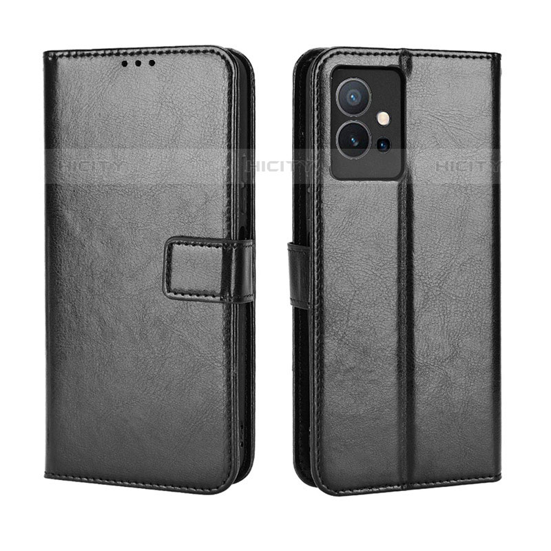 Coque Portefeuille Livre Cuir Etui Clapet BY5 pour Vivo Y55 5G Noir Plus