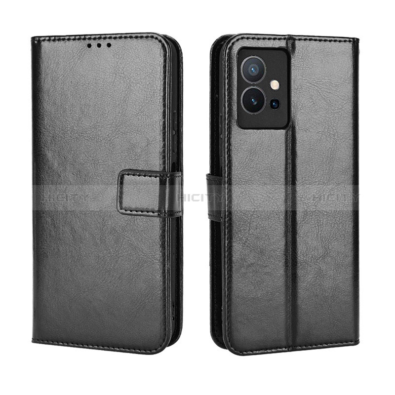 Coque Portefeuille Livre Cuir Etui Clapet BY5 pour Vivo Y55s 5G Noir Plus