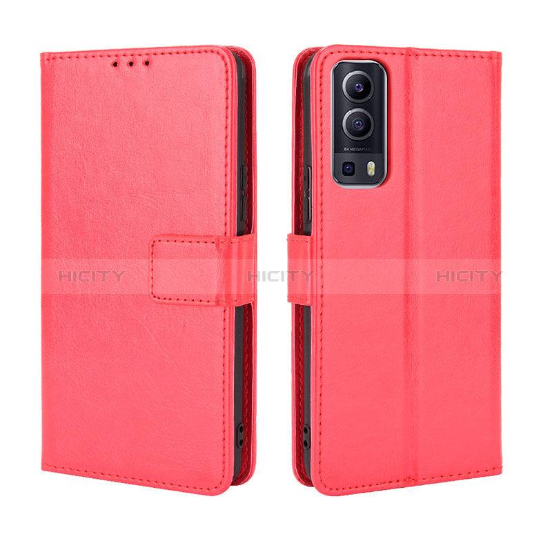 Coque Portefeuille Livre Cuir Etui Clapet BY5 pour Vivo Y72 5G Rouge Plus