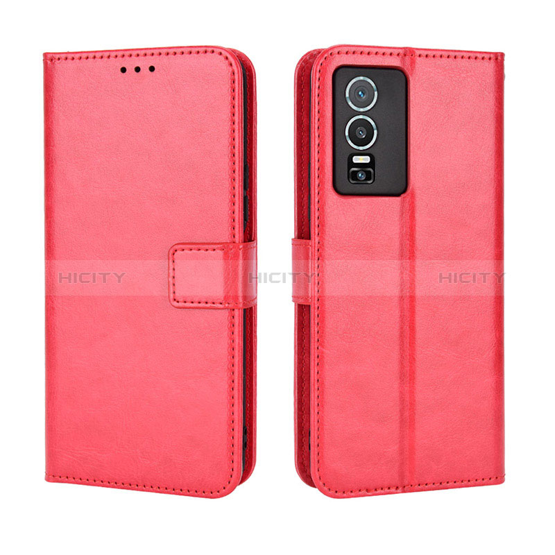 Coque Portefeuille Livre Cuir Etui Clapet BY5 pour Vivo Y76 5G Rouge Plus