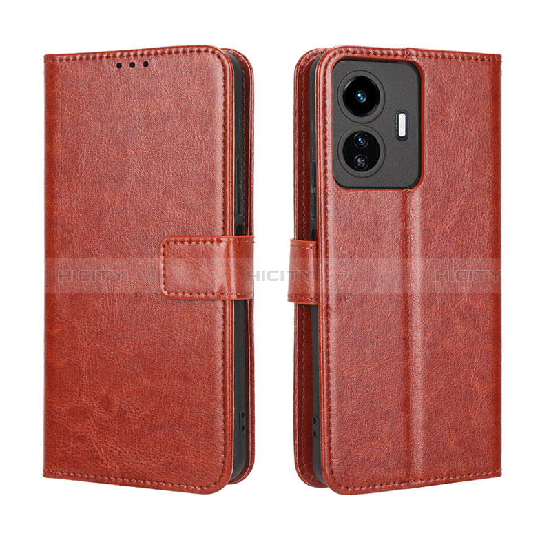 Coque Portefeuille Livre Cuir Etui Clapet BY5 pour Vivo Y77 5G Marron Plus