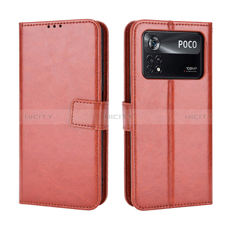 Coque Portefeuille Livre Cuir Etui Clapet BY5 pour Xiaomi Poco M4 Pro 4G Marron Plus