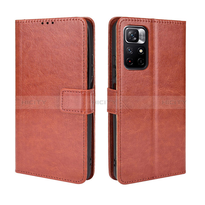 Coque Portefeuille Livre Cuir Etui Clapet BY5 pour Xiaomi Poco M4 Pro 5G Marron Plus