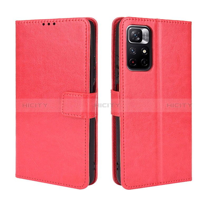 Coque Portefeuille Livre Cuir Etui Clapet BY5 pour Xiaomi Poco M4 Pro 5G Rouge Plus