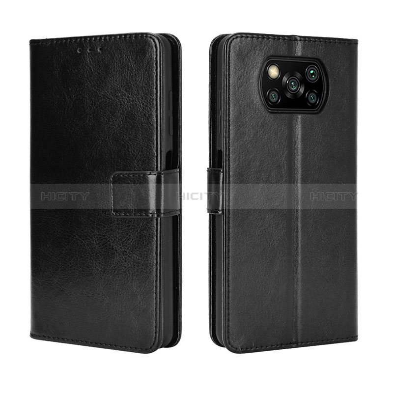 Coque Portefeuille Livre Cuir Etui Clapet BY5 pour Xiaomi Poco X3 Noir Plus