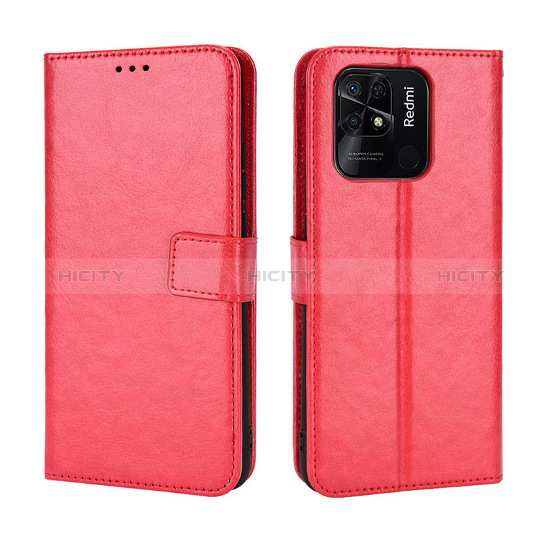 Coque Portefeuille Livre Cuir Etui Clapet BY5 pour Xiaomi Redmi 10 India Rouge Plus