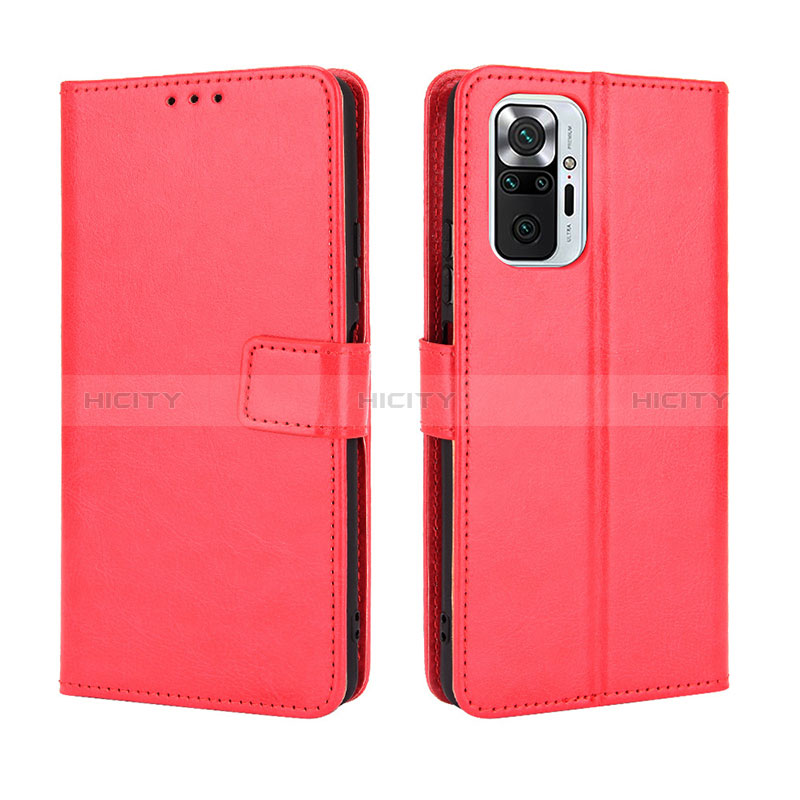 Coque Portefeuille Livre Cuir Etui Clapet BY5 pour Xiaomi Redmi Note 10 Pro 4G Rouge Plus