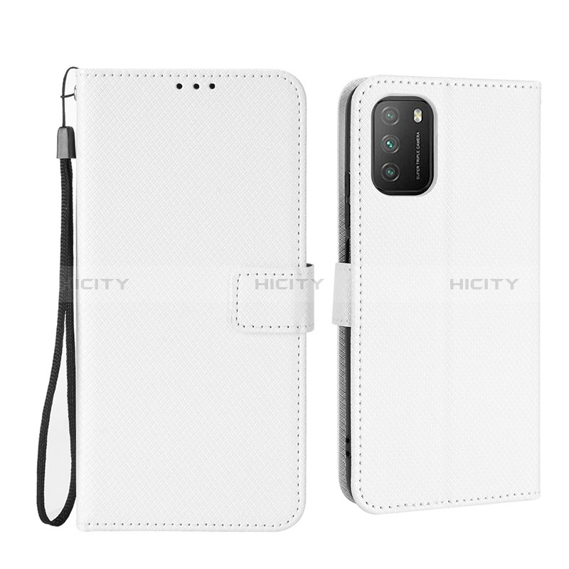 Coque Portefeuille Livre Cuir Etui Clapet BY6 pour Xiaomi Poco M3 Blanc Plus