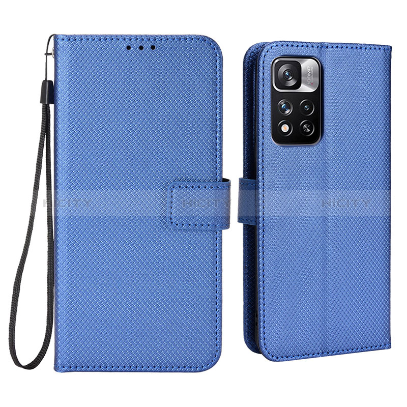 Coque Portefeuille Livre Cuir Etui Clapet BY6 pour Xiaomi Poco X4 NFC Bleu Plus