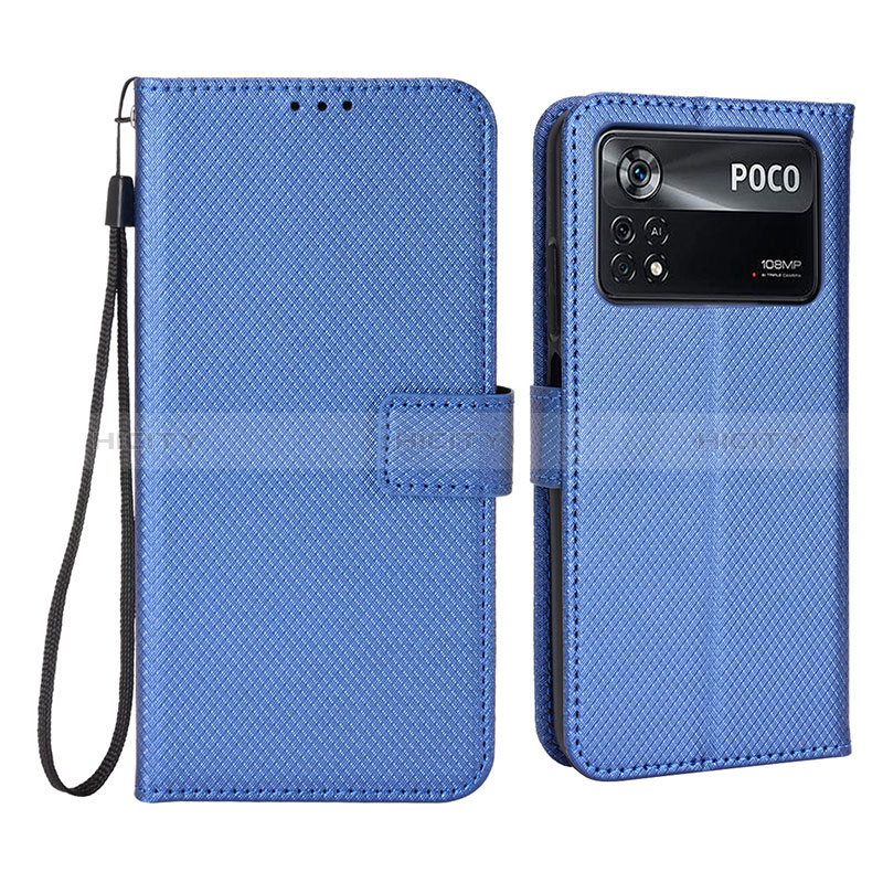 Coque Portefeuille Livre Cuir Etui Clapet BY6 pour Xiaomi Poco X4 Pro 5G Bleu Plus