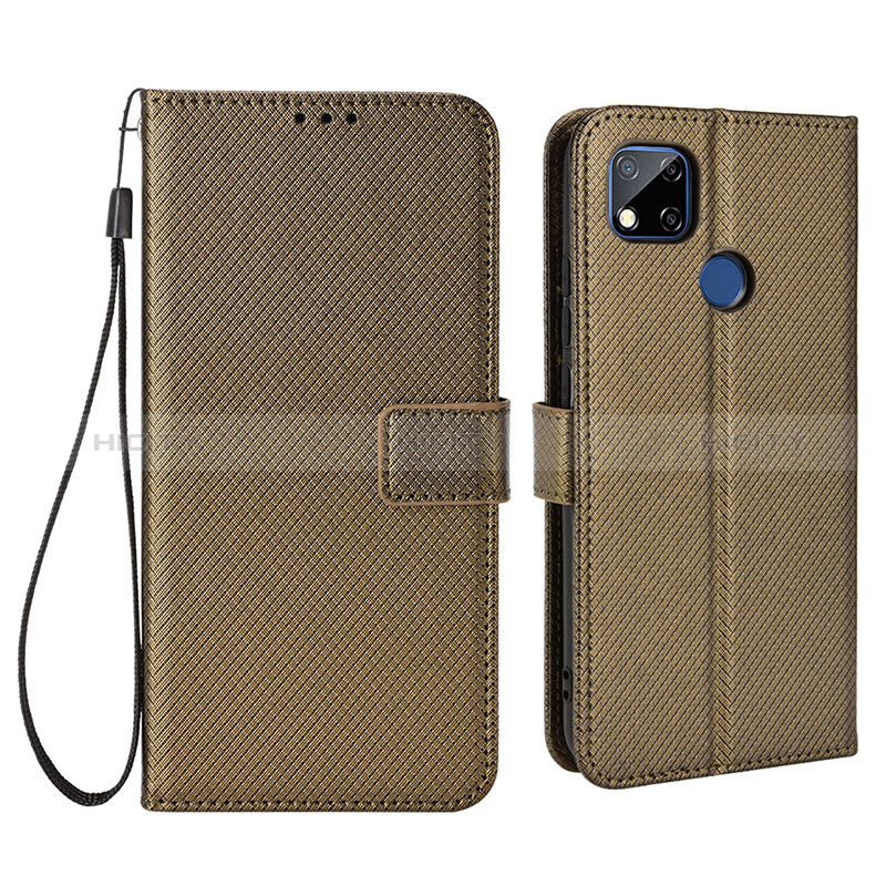 Coque Portefeuille Livre Cuir Etui Clapet BY6 pour Xiaomi Redmi 9 India Marron Plus