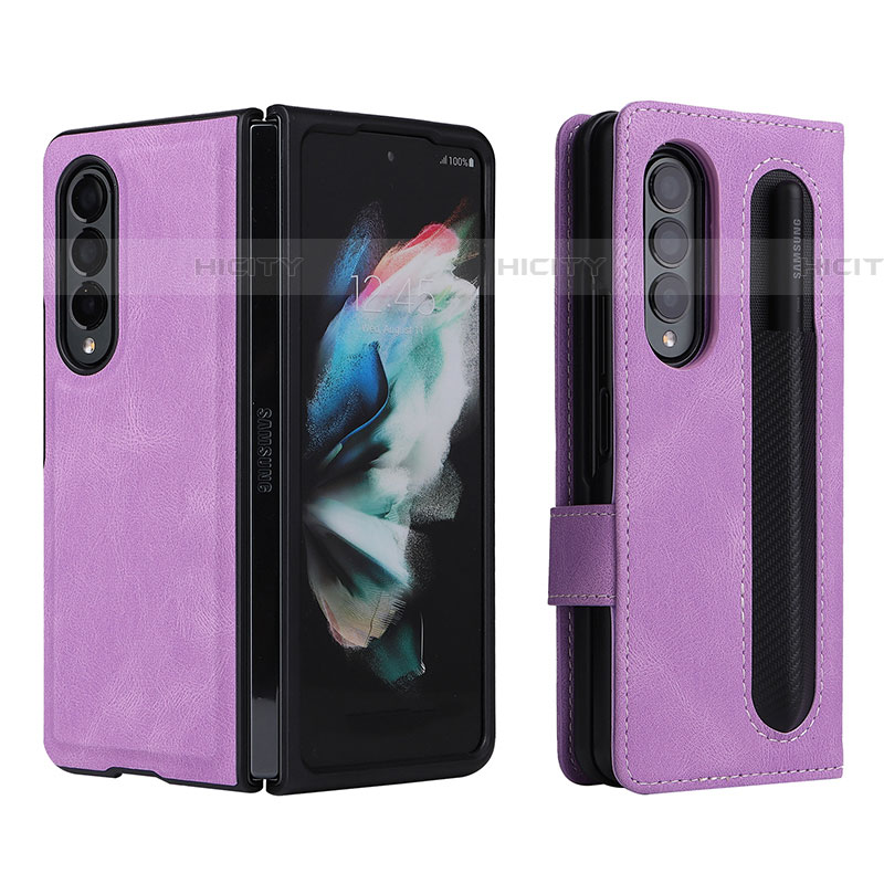 Coque Portefeuille Livre Cuir Etui Clapet BY7 pour Samsung Galaxy Z Fold4 5G Violet Plus