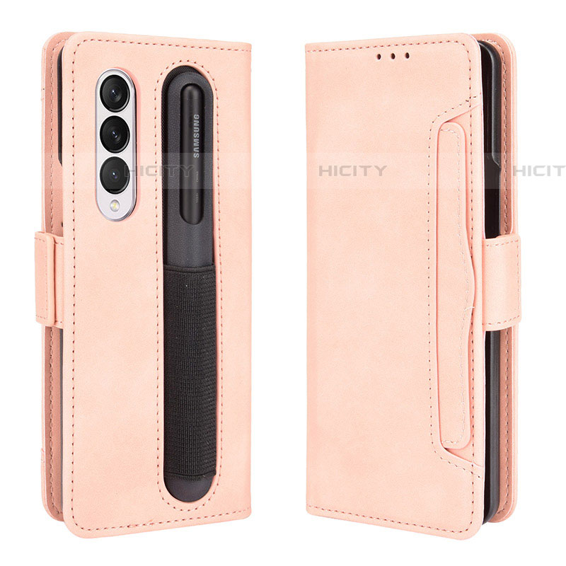 Coque Portefeuille Livre Cuir Etui Clapet BY9 pour Samsung Galaxy Z Fold4 5G Rose Plus