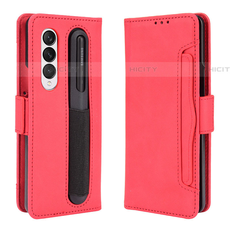 Coque Portefeuille Livre Cuir Etui Clapet BY9 pour Samsung Galaxy Z Fold4 5G Rouge Plus