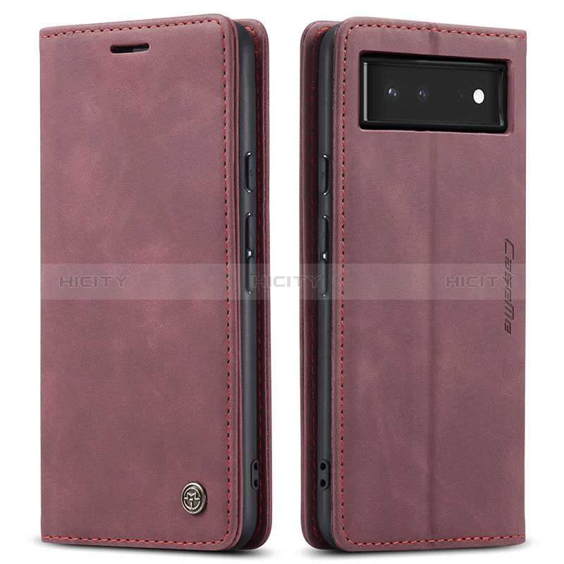 Coque Portefeuille Livre Cuir Etui Clapet C01S pour Google Pixel 6 5G Vin Rouge Plus