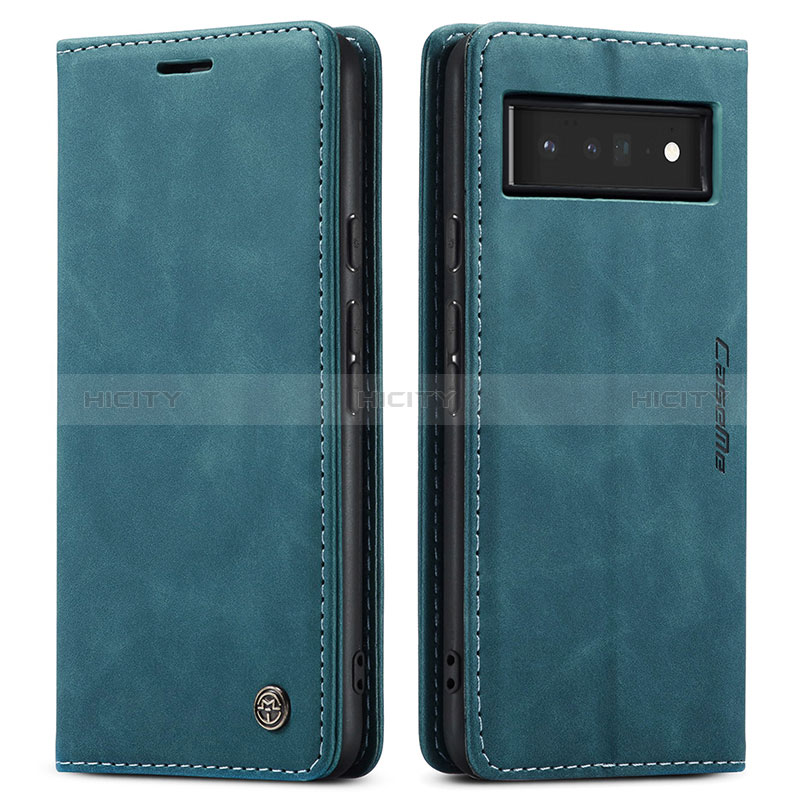 Coque Portefeuille Livre Cuir Etui Clapet C01S pour Google Pixel 6 Pro 5G Bleu Plus