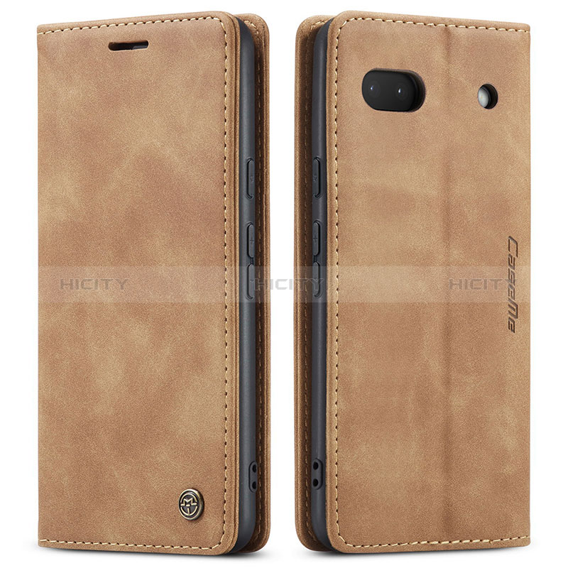 Coque Portefeuille Livre Cuir Etui Clapet C01S pour Google Pixel 6a 5G Brun Clair Plus