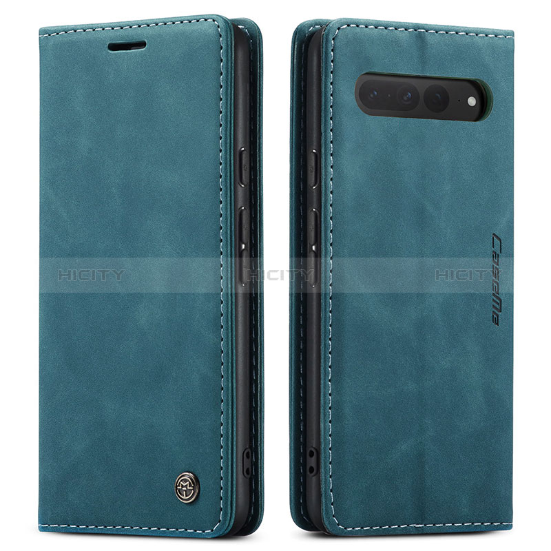 Coque Portefeuille Livre Cuir Etui Clapet C01S pour Google Pixel 7 Pro 5G Bleu Plus