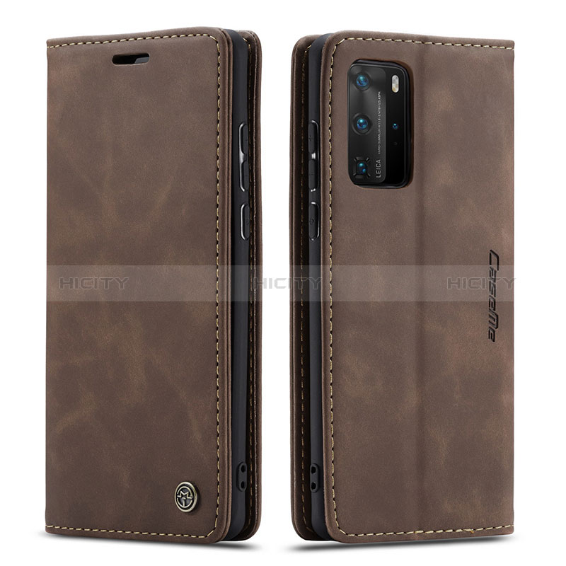 Coque Portefeuille Livre Cuir Etui Clapet C01S pour Huawei P40 Pro Marron Plus