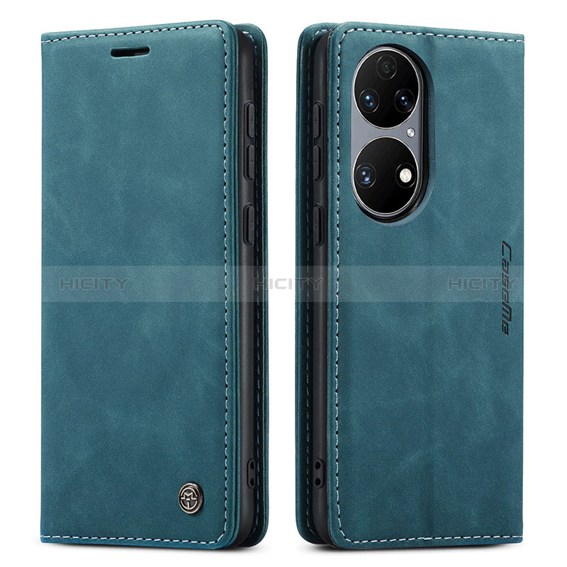 Coque Portefeuille Livre Cuir Etui Clapet C01S pour Huawei P50 Bleu Plus