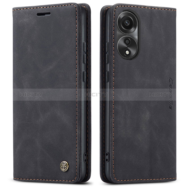 Coque Portefeuille Livre Cuir Etui Clapet C01S pour Oppo A78 4G Noir Plus