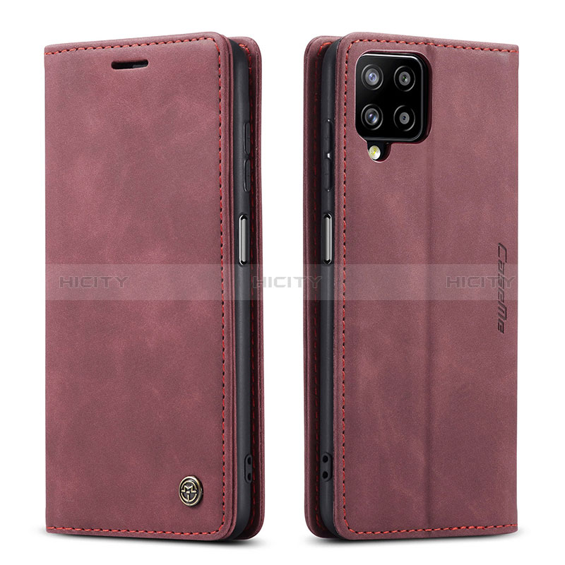 Coque Portefeuille Livre Cuir Etui Clapet C01S pour Samsung Galaxy A12 Vin Rouge Plus