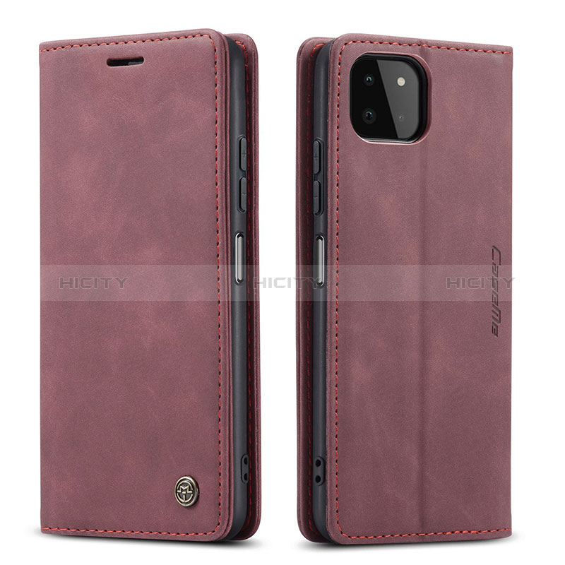 Coque Portefeuille Livre Cuir Etui Clapet C01S pour Samsung Galaxy A22s 5G Vin Rouge Plus