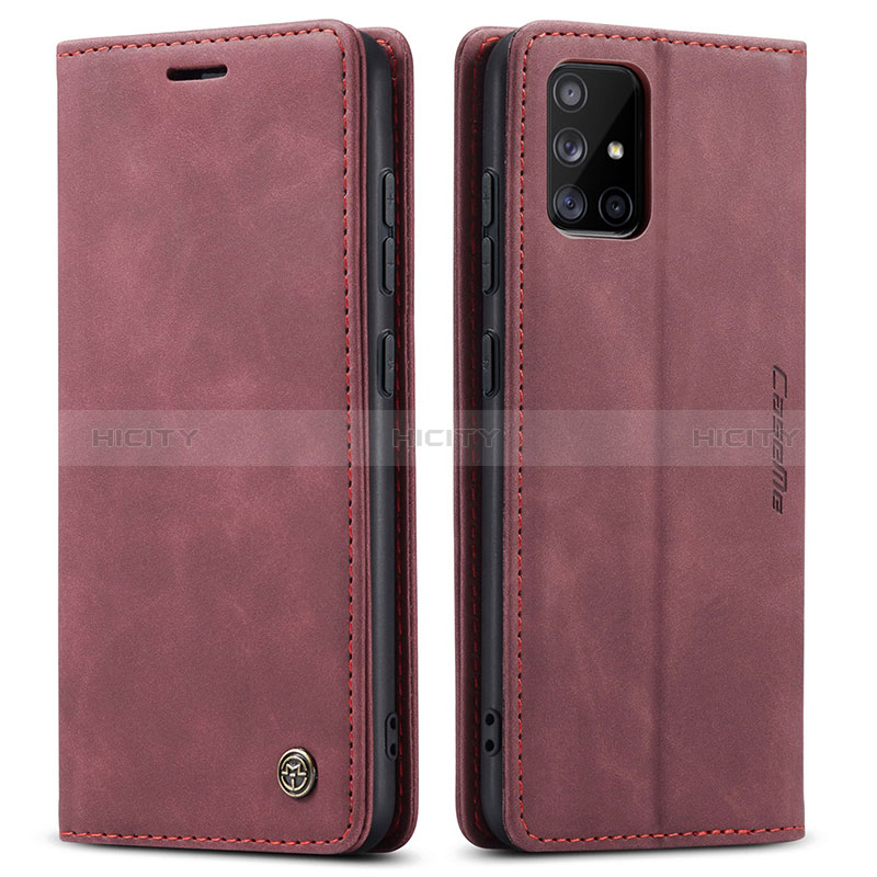 Coque Portefeuille Livre Cuir Etui Clapet C01S pour Samsung Galaxy A51 4G Vin Rouge Plus