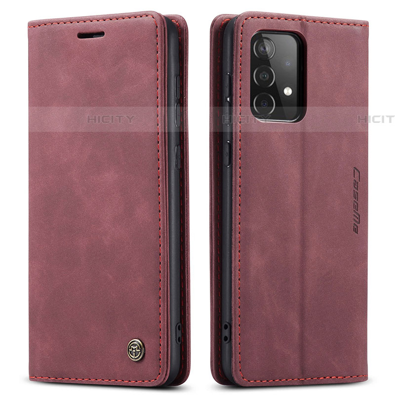 Coque Portefeuille Livre Cuir Etui Clapet C01S pour Samsung Galaxy A52 5G Vin Rouge Plus