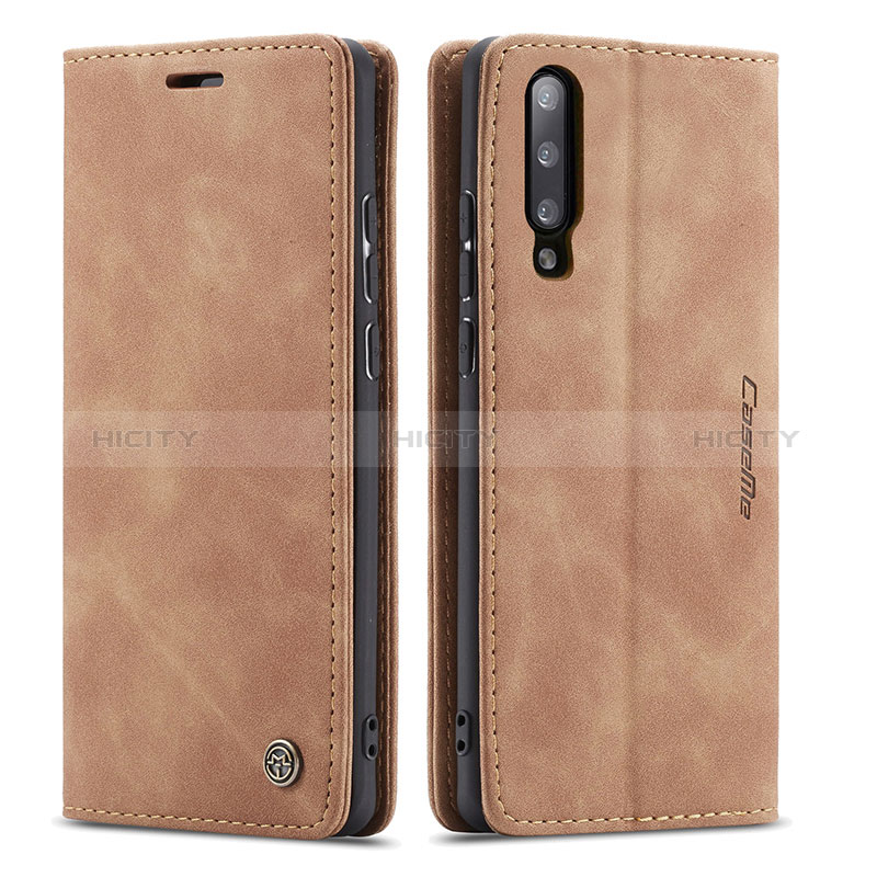 Coque Portefeuille Livre Cuir Etui Clapet C01S pour Samsung Galaxy A70 Brun Clair Plus