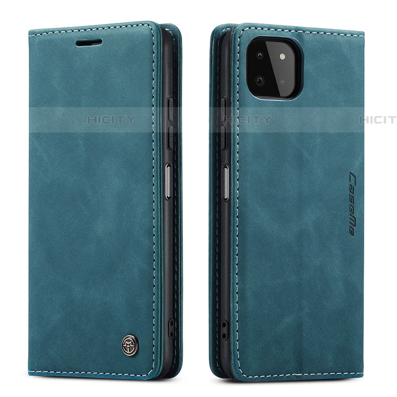 Coque Portefeuille Livre Cuir Etui Clapet C01S pour Samsung Galaxy F42 5G Bleu Plus