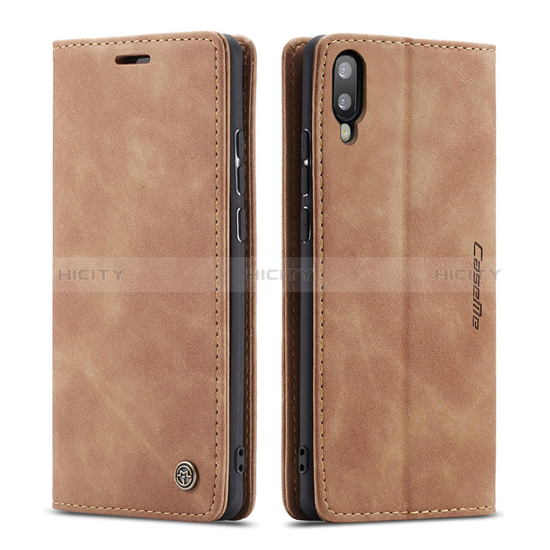 Coque Portefeuille Livre Cuir Etui Clapet C01S pour Samsung Galaxy M10 Brun Clair Plus