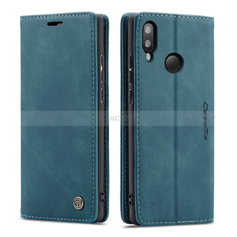 Coque Portefeuille Livre Cuir Etui Clapet C01S pour Samsung Galaxy M20 Bleu Plus