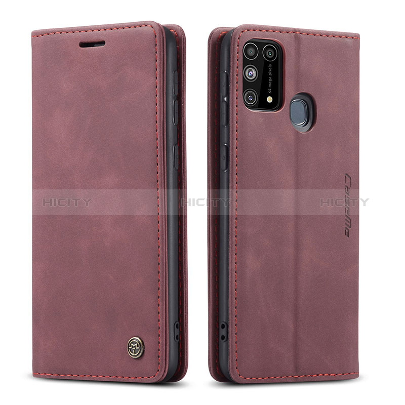 Coque Portefeuille Livre Cuir Etui Clapet C01S pour Samsung Galaxy M31 Prime Edition Vin Rouge Plus