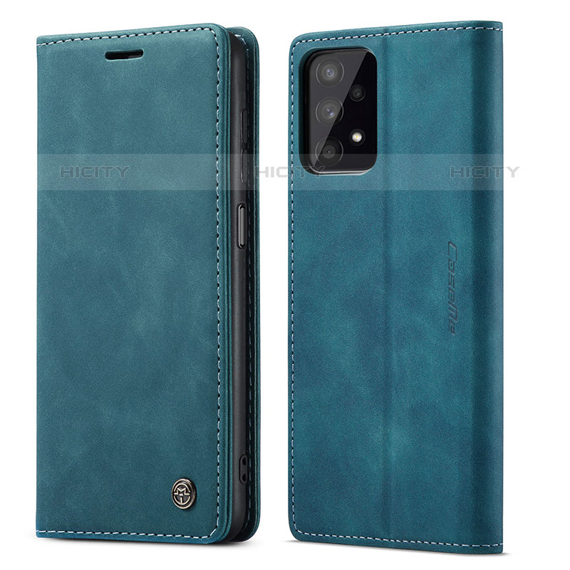 Coque Portefeuille Livre Cuir Etui Clapet C01S pour Samsung Galaxy M32 5G Bleu Plus