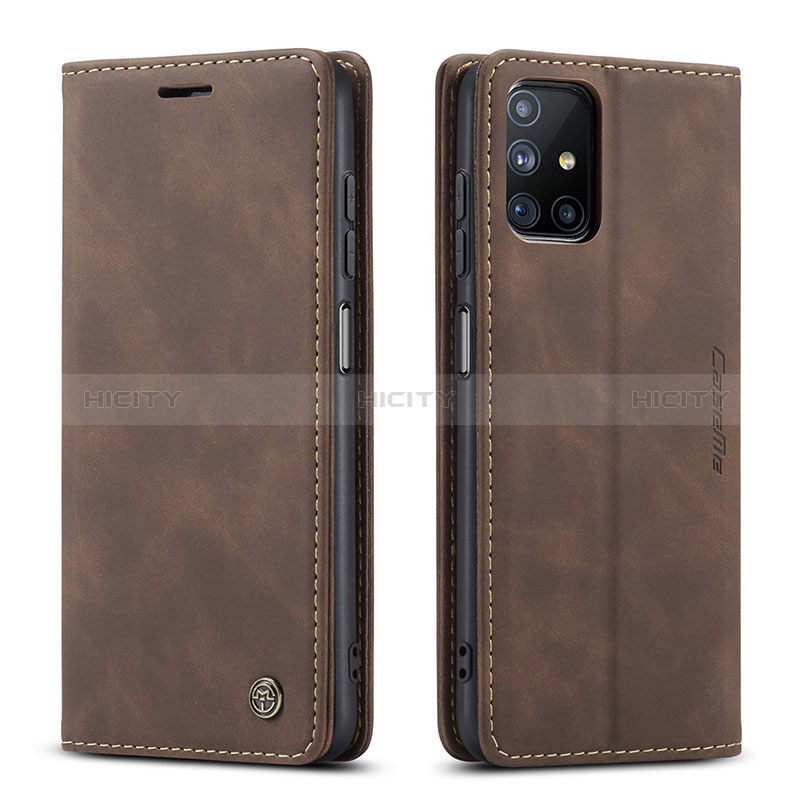 Coque Portefeuille Livre Cuir Etui Clapet C01S pour Samsung Galaxy M51 Marron Plus