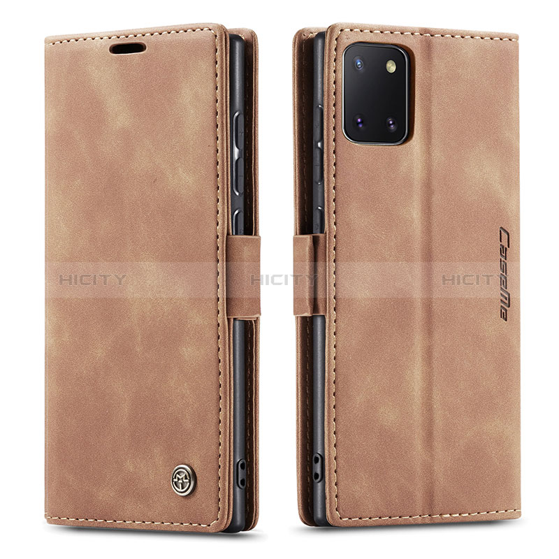 Coque Portefeuille Livre Cuir Etui Clapet C01S pour Samsung Galaxy M60s Brun Clair Plus