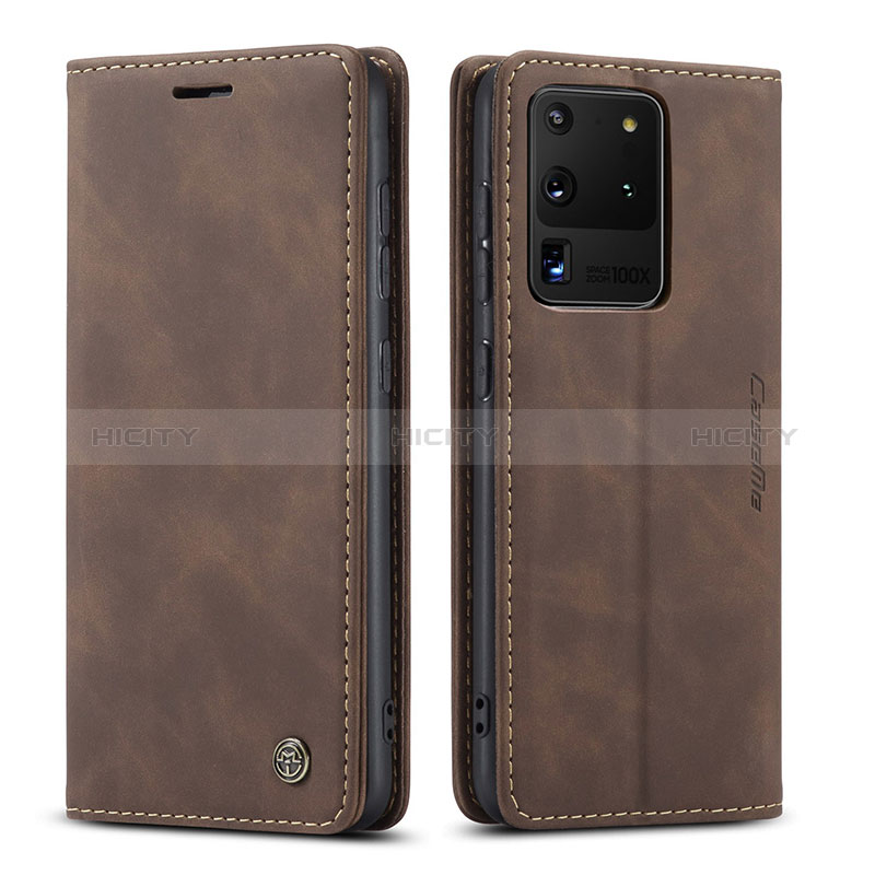 Coque Portefeuille Livre Cuir Etui Clapet C01S pour Samsung Galaxy S20 Ultra 5G Marron Plus