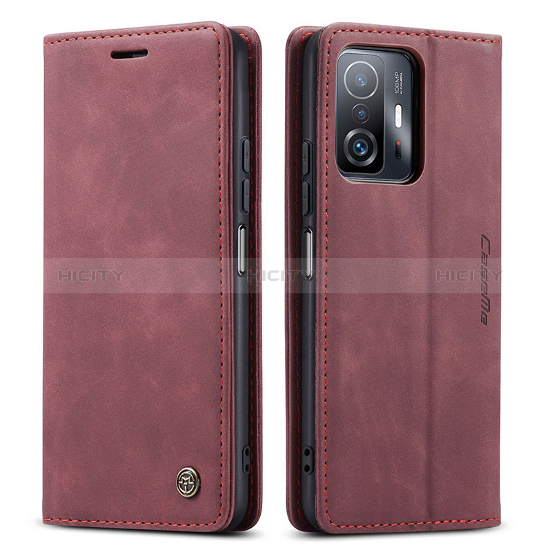 Coque Portefeuille Livre Cuir Etui Clapet C01S pour Xiaomi Mi 11T 5G Vin Rouge Plus