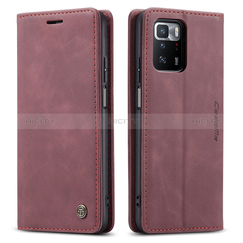 Coque Portefeuille Livre Cuir Etui Clapet C01S pour Xiaomi Poco X3 GT 5G Vin Rouge Plus