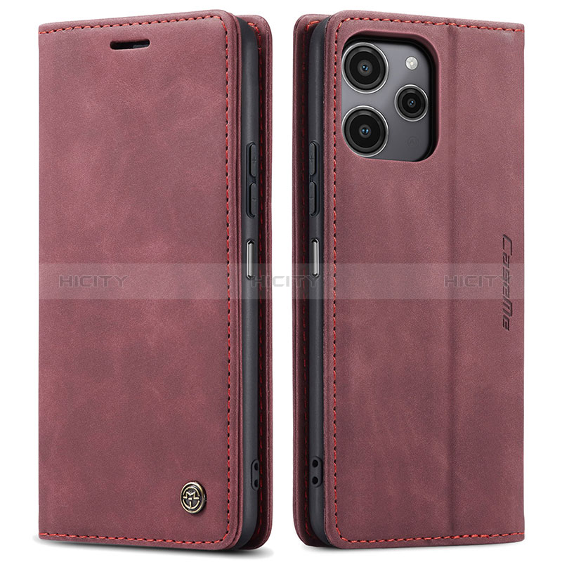 Coque Portefeuille Livre Cuir Etui Clapet C01S pour Xiaomi Redmi 12 5G Vin Rouge Plus