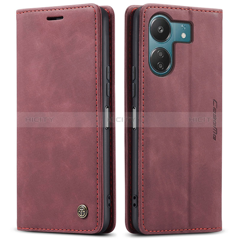 Coque Portefeuille Livre Cuir Etui Clapet C01S pour Xiaomi Redmi 13C Vin Rouge Plus