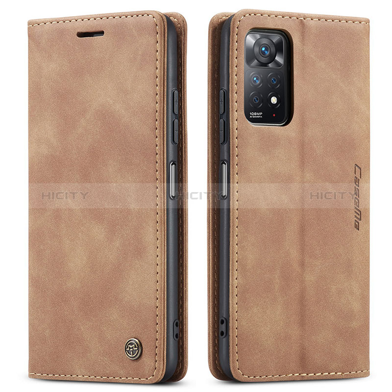 Coque Portefeuille Livre Cuir Etui Clapet C01S pour Xiaomi Redmi Note 11 Pro 4G Brun Clair Plus